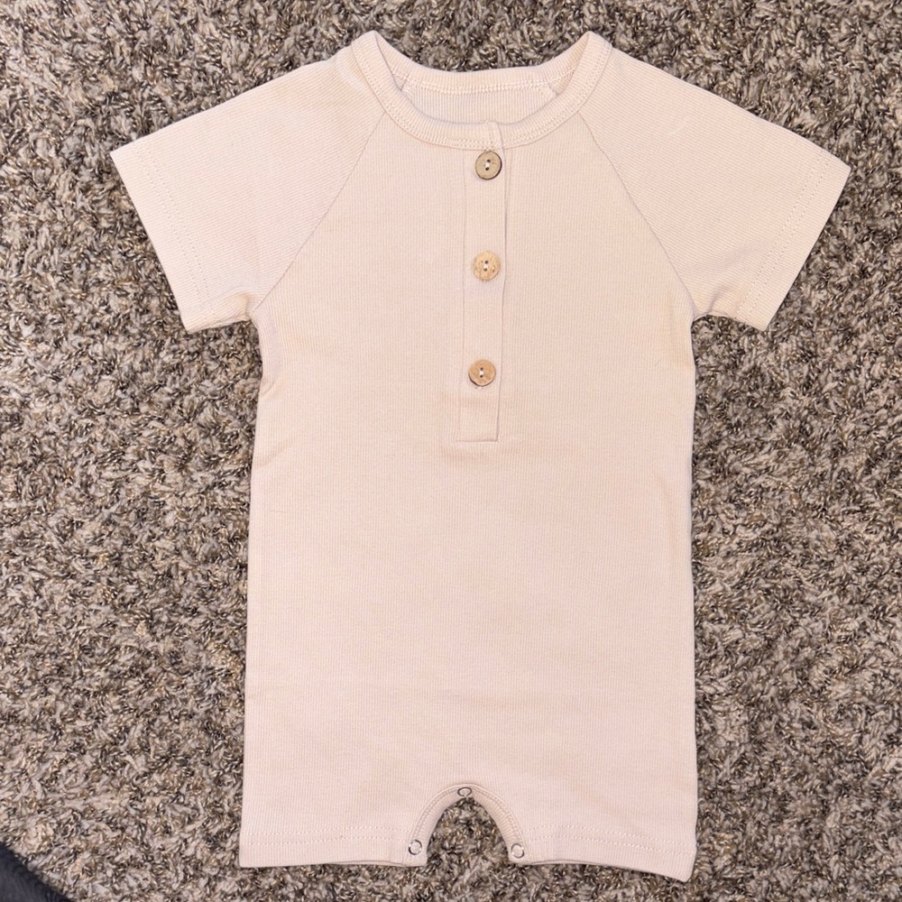 Cream Short Sleeve Baby Romper